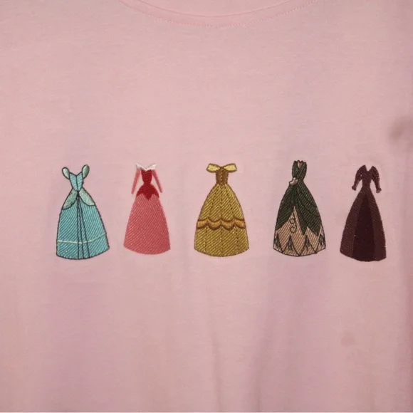 Pink Large Short Sleeve Tee with Dress Embroidery - Picture 2 of 6